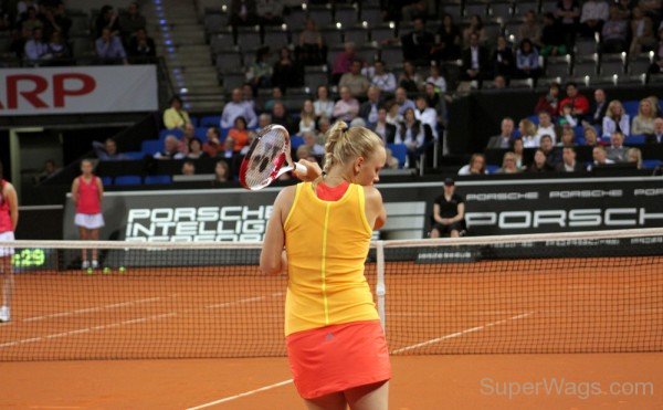 Caroline Wozniacki Standing In Tennis Court