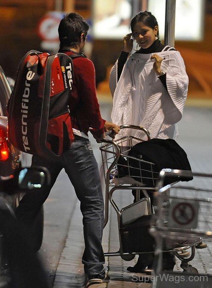 Fernando Verdasco With Ana Ivanovic At Airport