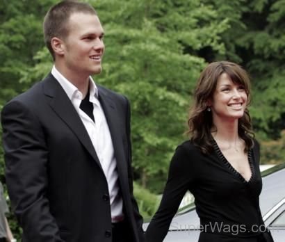 Bridget Moynahan With Tom Brady In Black Dress