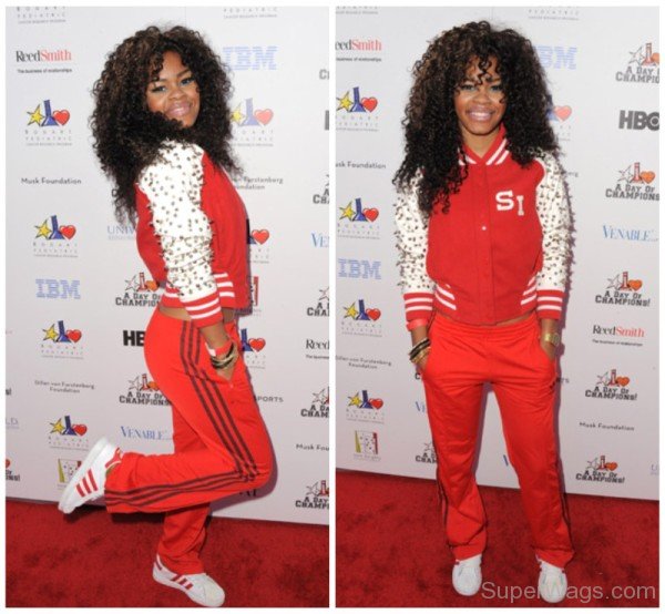 Teyana Taylor In Red Casual Dress