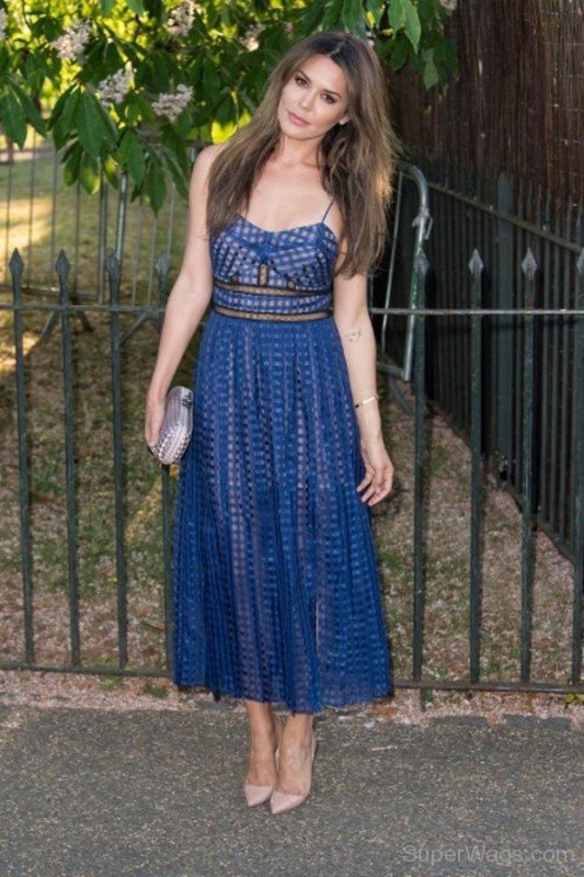 Danielle Bux Wearing Blue Dress