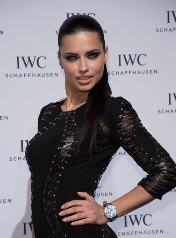 Adriana Lima Wearing In Black Dress-SW1071