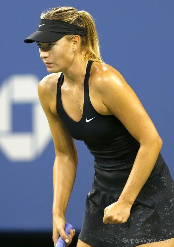 Maria Sharapova In Black Tennis Outfit-SW4074