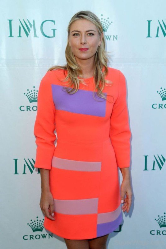 Maria Sharapova Wearing Red Dress-SW4080