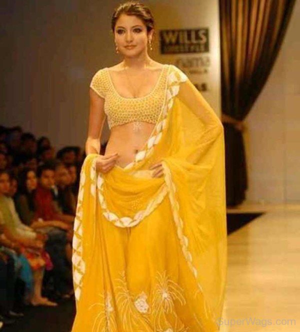 Anushka Sharma In Yellow Saree-SW132