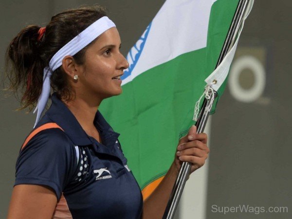 Sania Mirza Holding Flag-SW1035