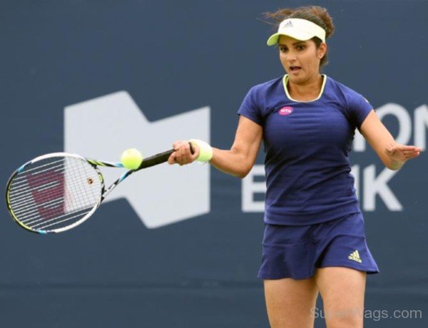 Sania Mirza In Blue Tennis Dress-SW1046