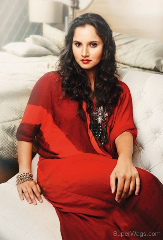 Sania Mirza In Red Outfit 7-SW1049