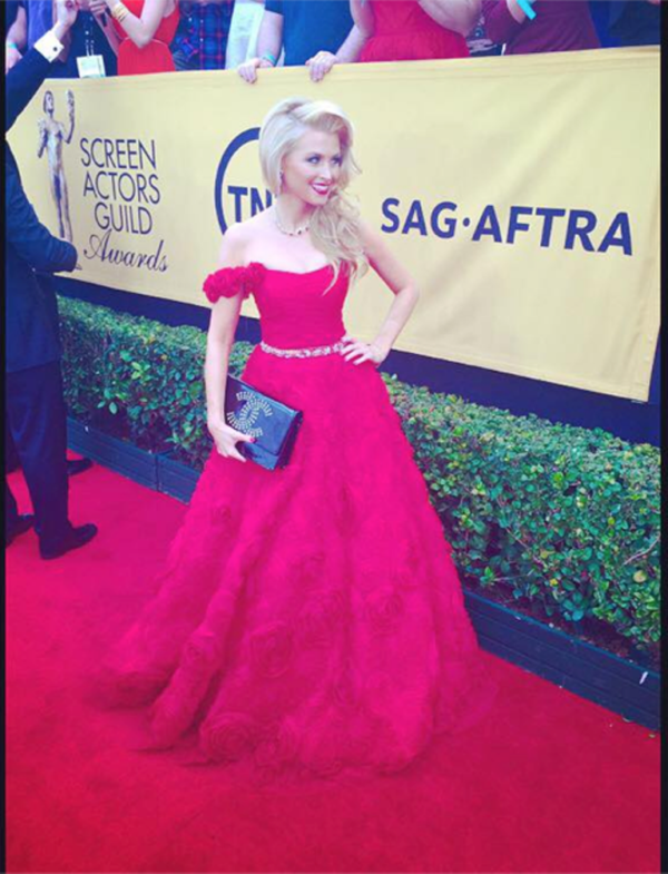 Lindsay Davis Wearing Red Gown-SW130